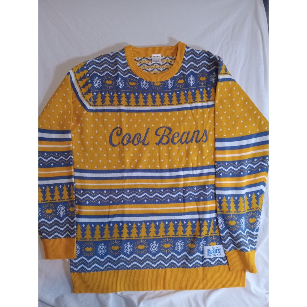 Bush's Best "Cool Beans" Ugly Christmas Sweater Unisex Adult Large Knit Country